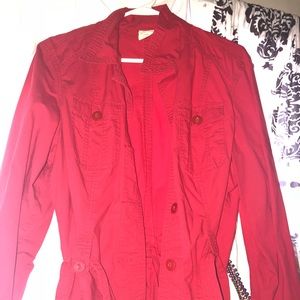 Red pea coat